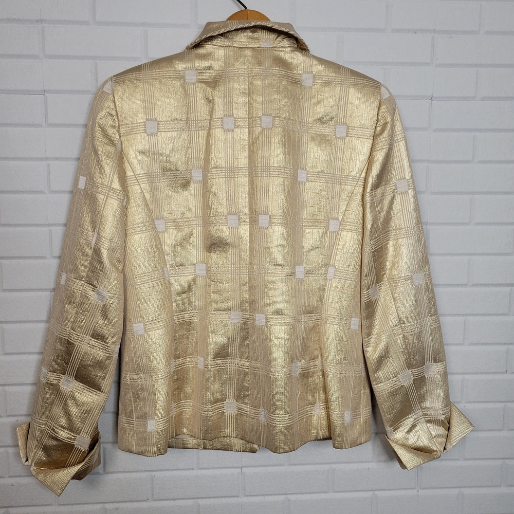 Nina Mclemore evening jacket size 4 gold silk brocade windowpane plaid 36" bust‎ - Picture 6 of 7
